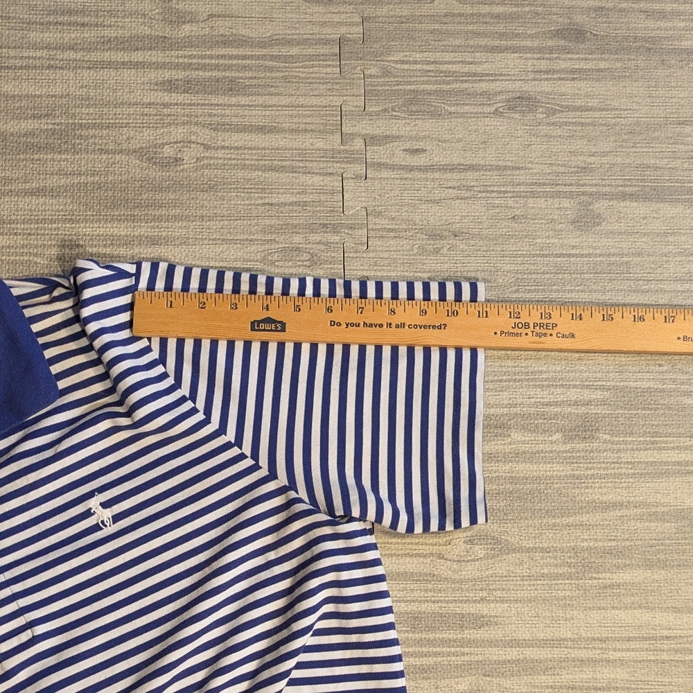 Men’s Ralph Lauren Golf, Short Sleeve Polo, Blue & White Striped, Summer, Sz XL - Picture 12 of 16